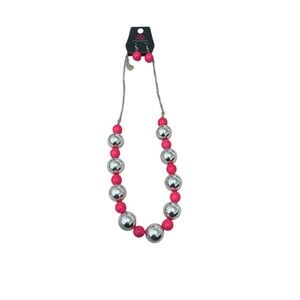 2/$30 Paparazzi Pink and Silver Necklace Set